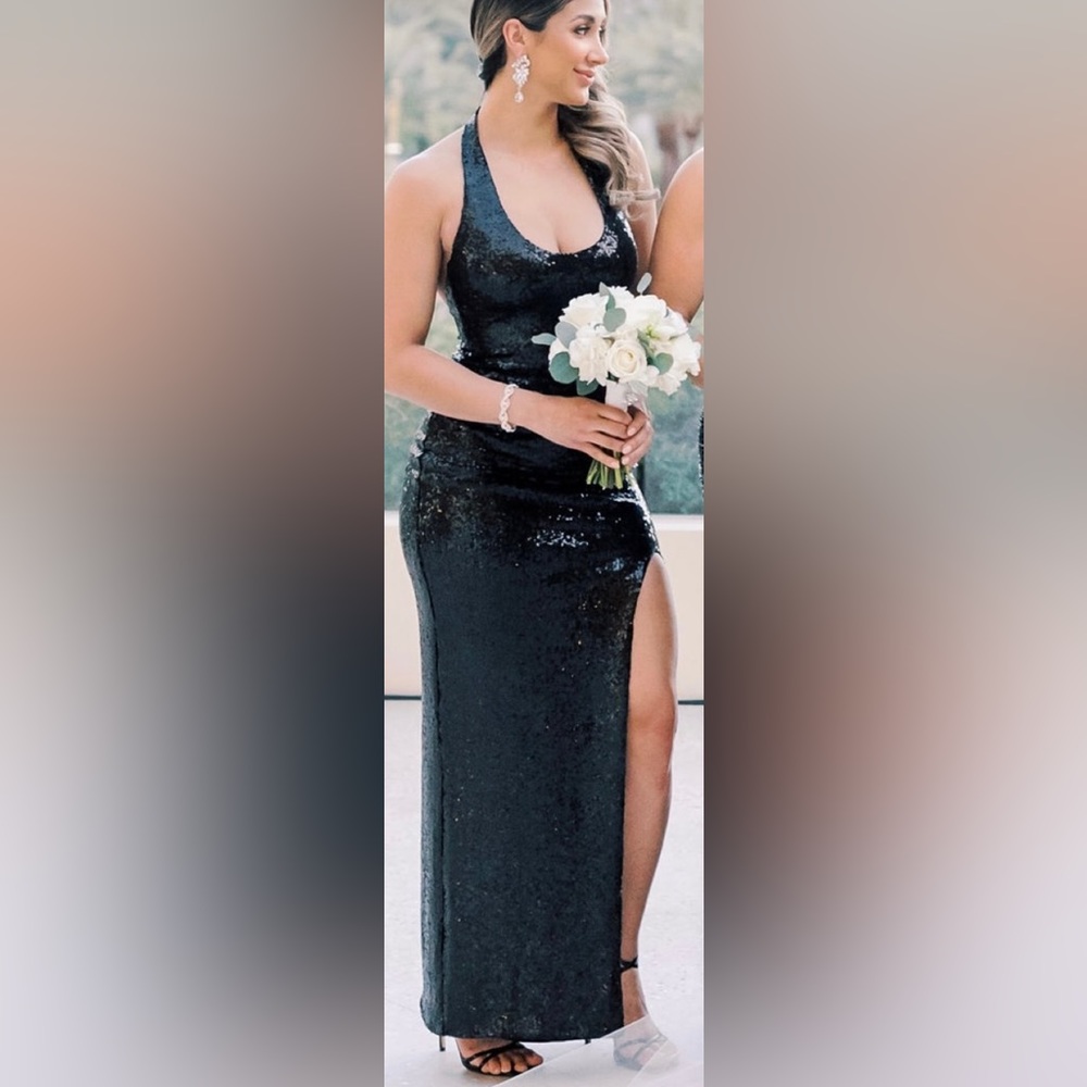 Nookie Black sequins slit dress
